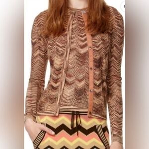 Missoni for Target Chevron Brown Gold Cardigan and Tank Top Set Tank-M Cardi-S